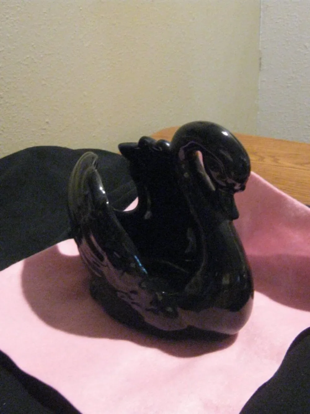 Black MCM Ceramic Swan Planter by Formco USA